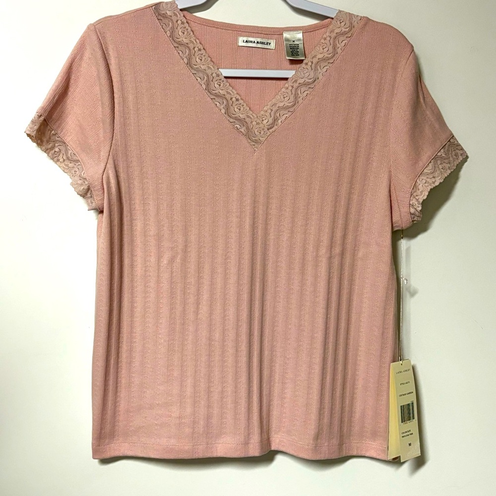 Laura Ashley Cotton Pink Top Women M